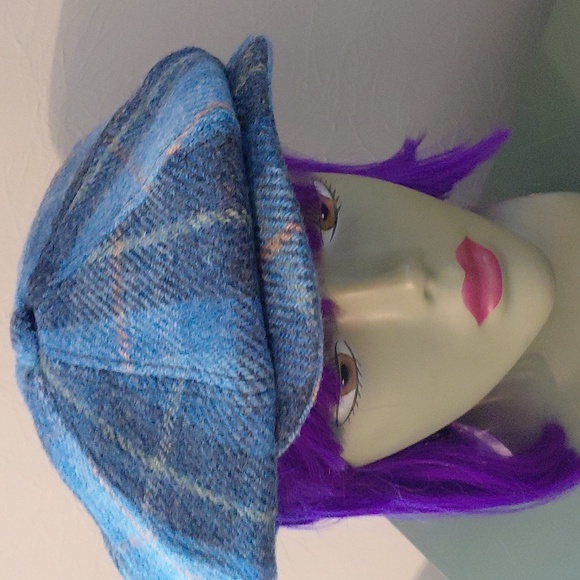 Woody & Blue Bespoke Millinery Blue Plaid Unisex Newsboy Cap main image 4